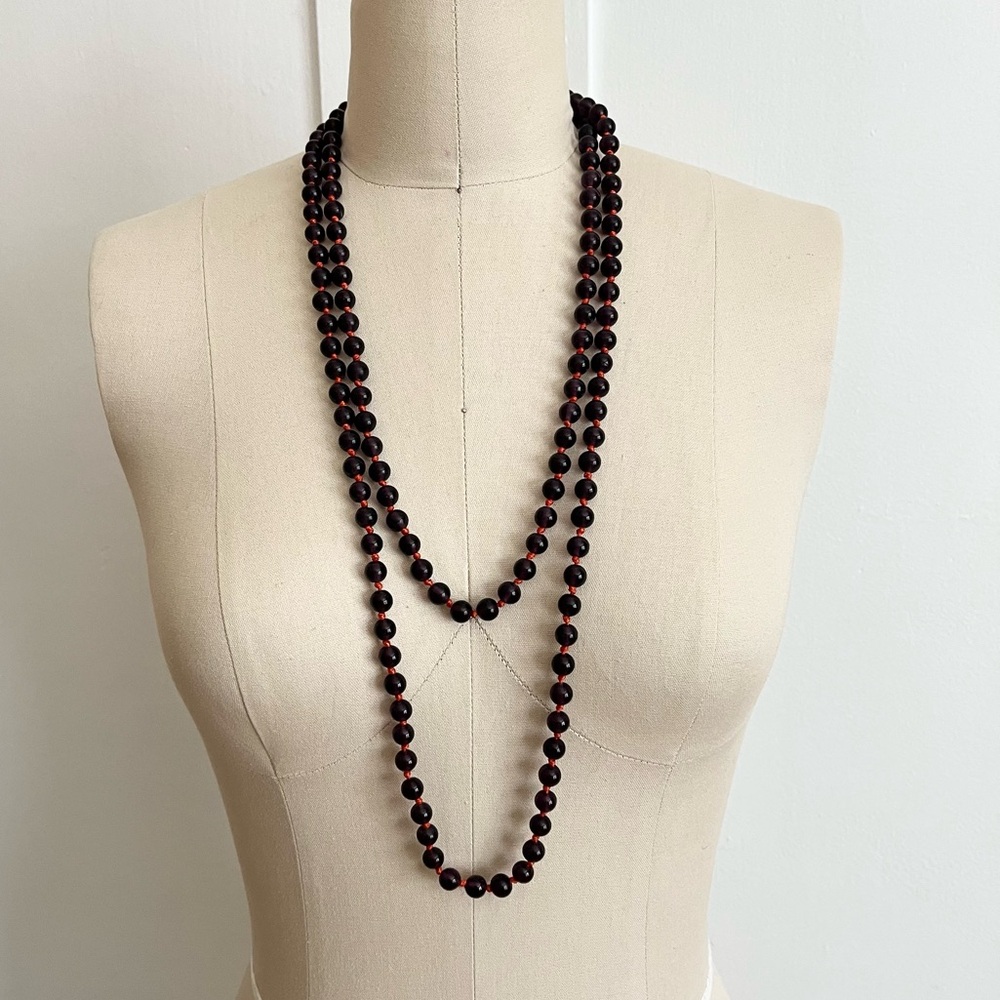 French Dark Purple Glass Bead Necklace